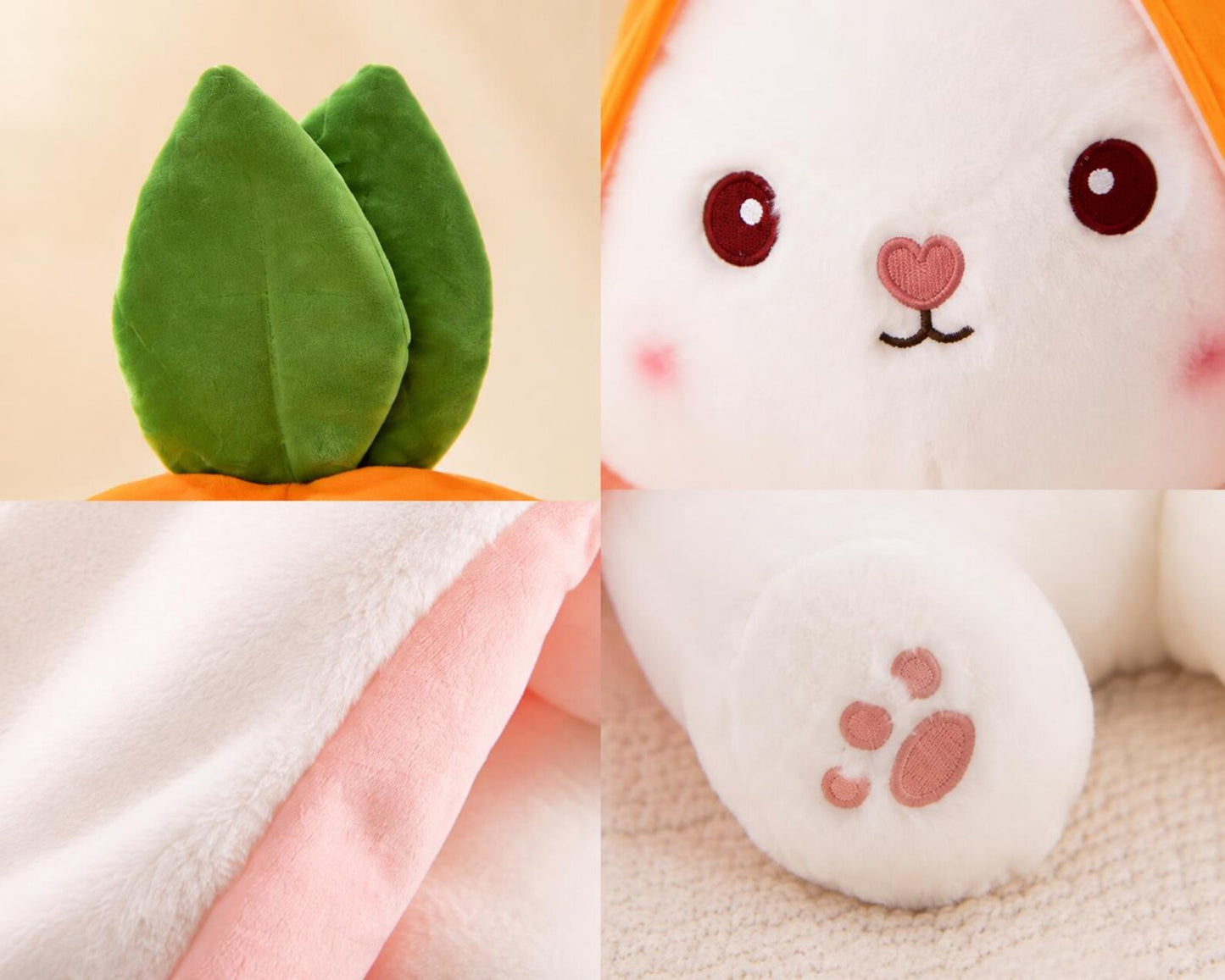 Carrot Rabbit Plush Toy | Strawberry Bunny Stuffed Animal, Soft Cuddly Toy