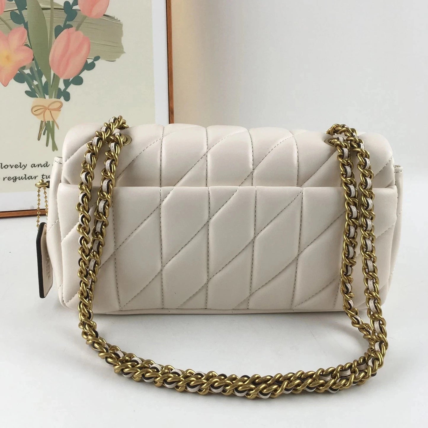 COACH Tabby 26 Quilted Shoulder Leather White/Gold CP150 outlet New JPN