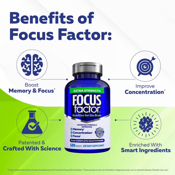Focus Factor Extra Strength (120 Count) - Brain Supplement for Memory