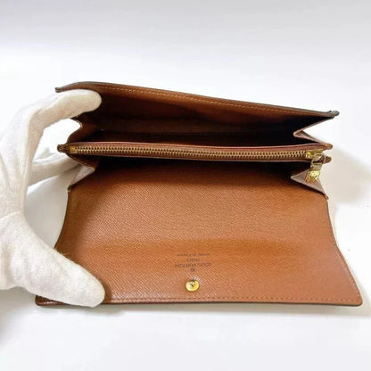 Authentic Louis Vuitton Monogram Sarah Long Wallet – Brown Coated Canvas Designer Luxury Wallet for Women