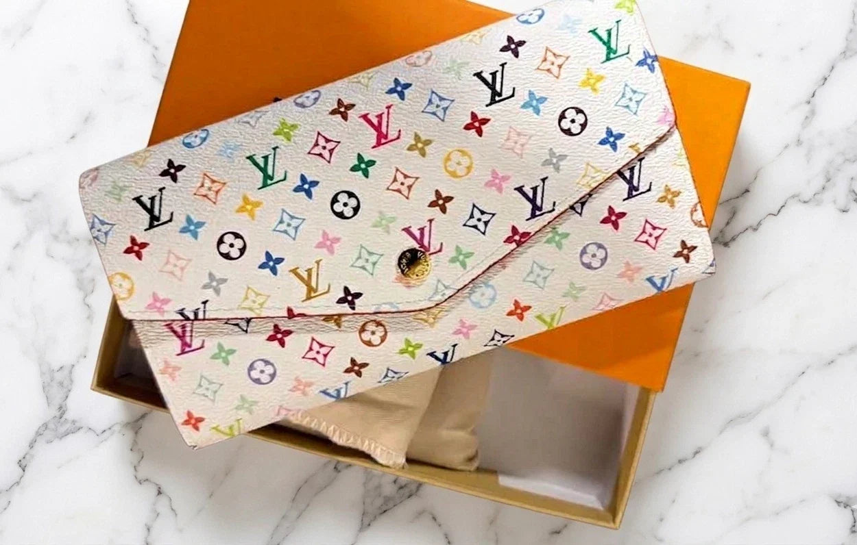Louis Vuitton White Multicolor Takashi Murakami Sarah Long Wallet Pink Interior