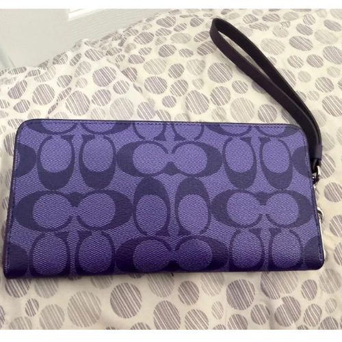 COACH,Zip-around Long wallet with Strap C4452  Signature Purple