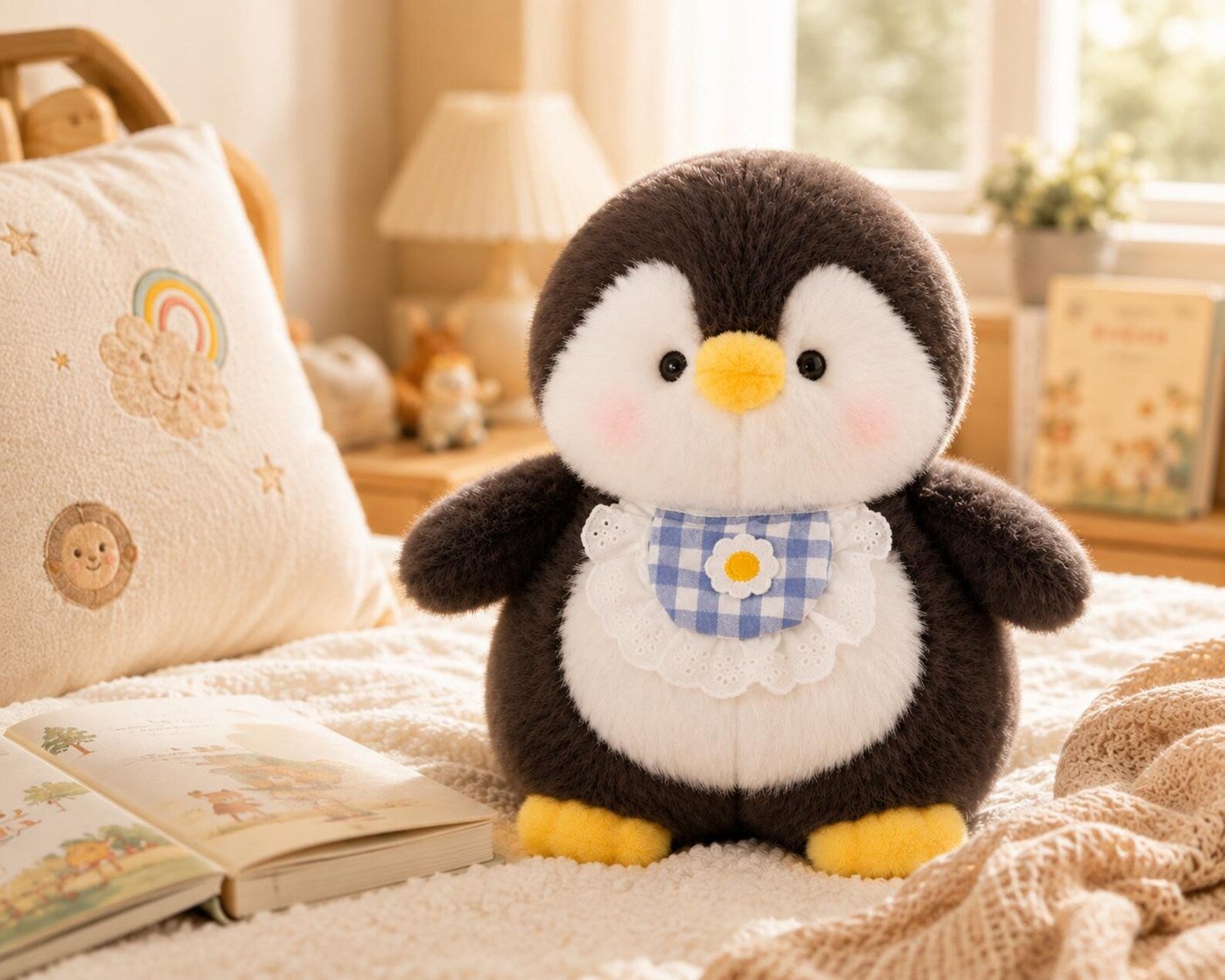 Bib Penguin Plush Toy | Soft Short-Plush Stuffed Animal, PP Cotton Filling