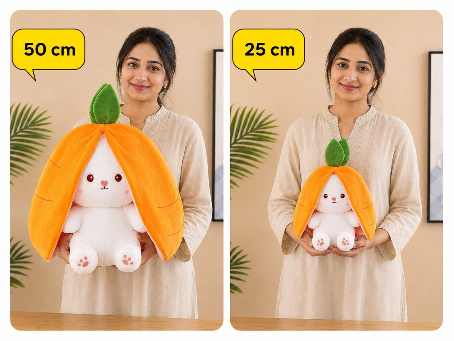 Carrot Rabbit Plush Toy | Strawberry Bunny Stuffed Animal, Soft Cuddly Toy