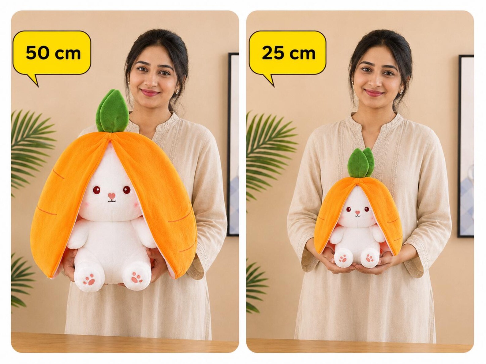 Carrot Rabbit Plush Toy | Strawberry Bunny Stuffed Animal, Soft Cuddly Toy