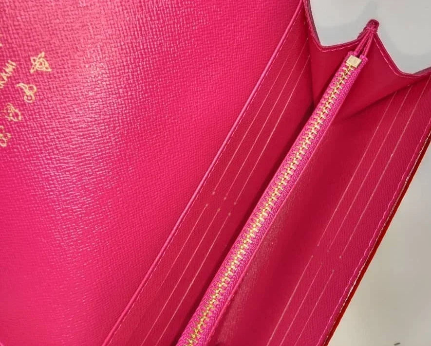 Louis Vuitton White Multicolor Takashi Murakami Sarah Long Wallet Pink Interior