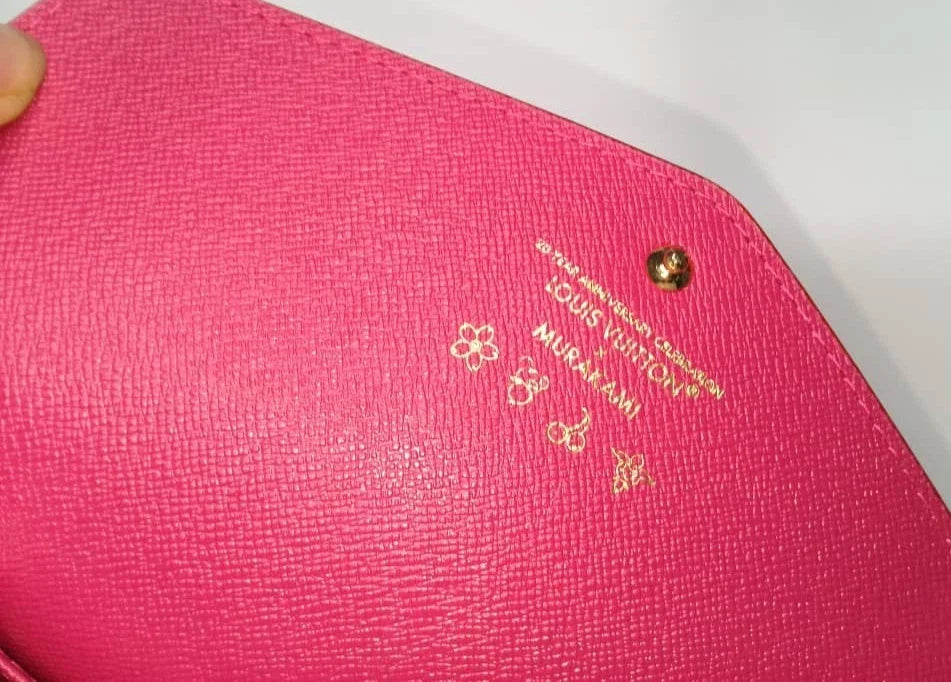 Louis Vuitton White Multicolor Takashi Murakami Sarah Long Wallet Pink Interior