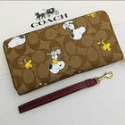 COACH x PEANUTS Long Zip around Wallet Snoopy Woodstock Khaki Signature F/S