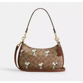 COACH Teri Shoulder Bag In Signature Canvas Gold/Tan/Brown New