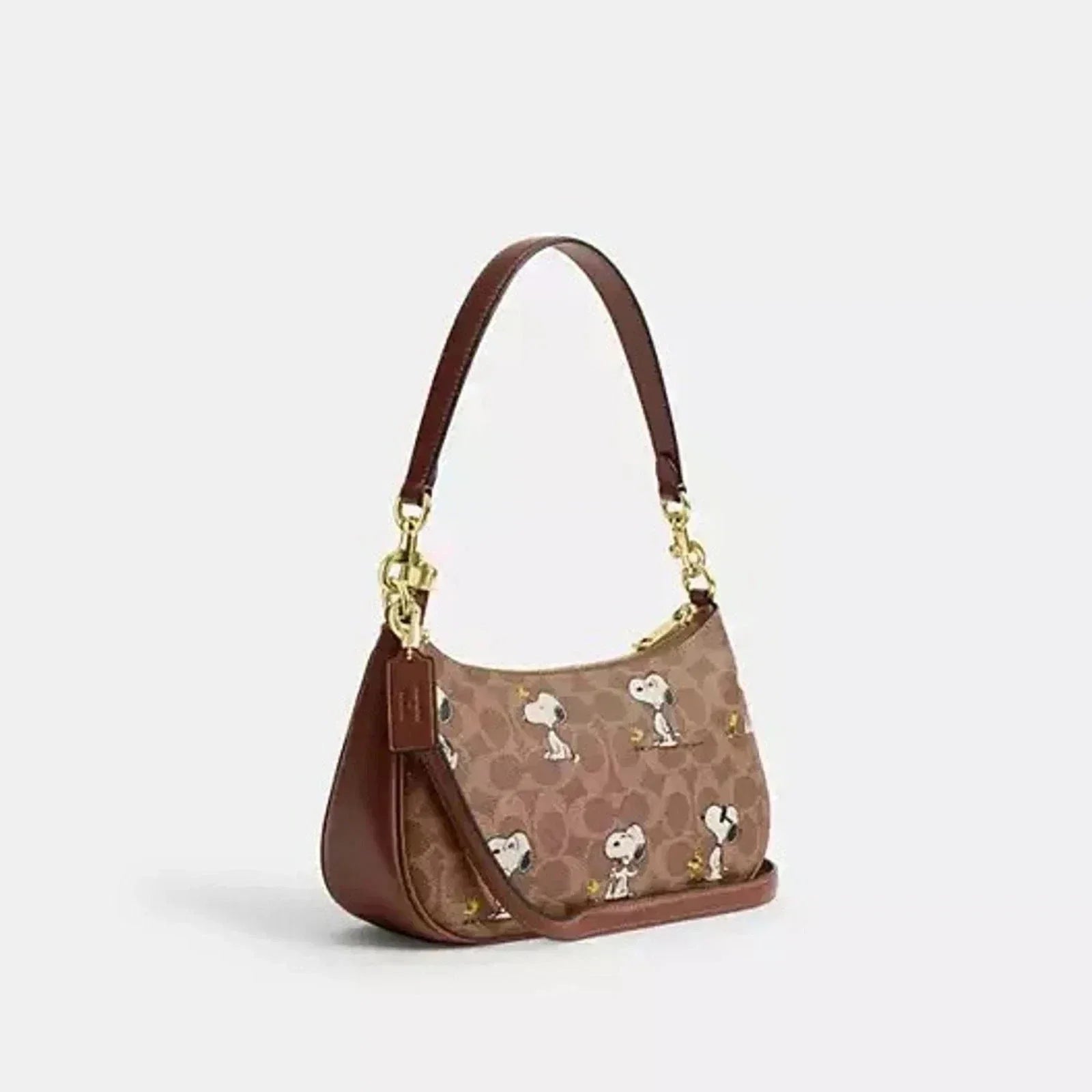 COACH Teri Shoulder Bag In Signature Canvas Gold/Tan/Brown New