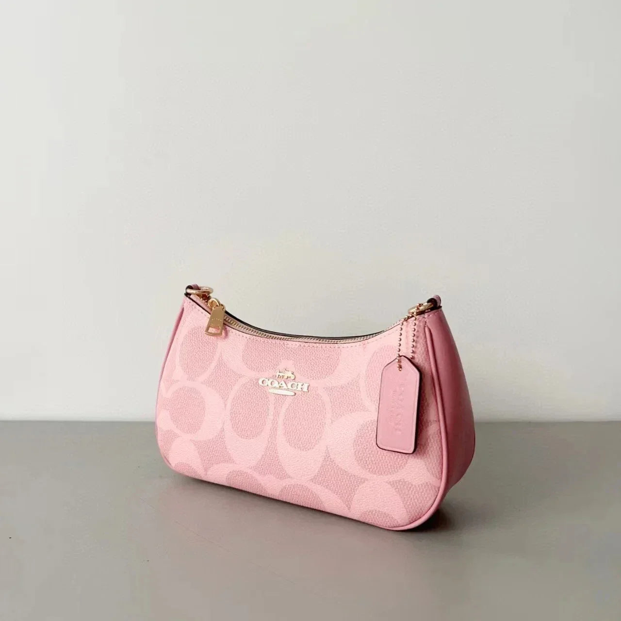 COACH Teri Shoulder Bag In signature canvas/Gold/Powder Pink New CAL51