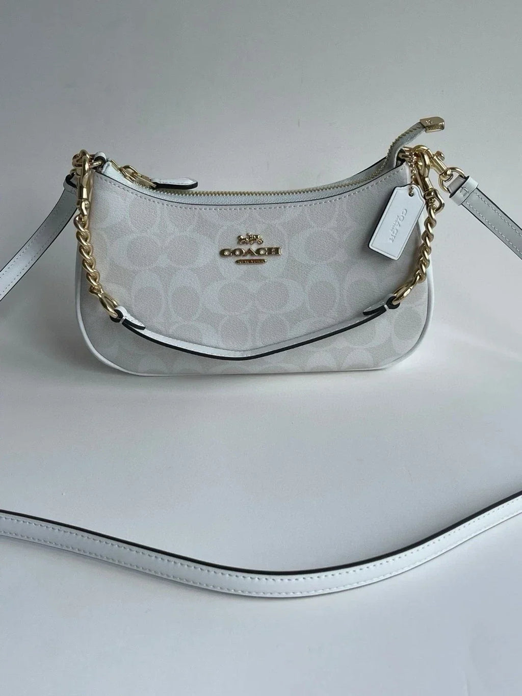 COACH Teri 2Way Shoulder Bag Signature Coated Canvas White outlet CA548