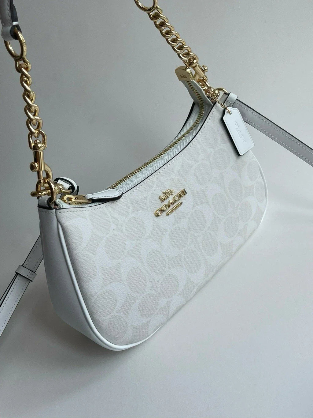 COACH Teri 2Way Shoulder Bag Signature Coated Canvas White outlet CA548