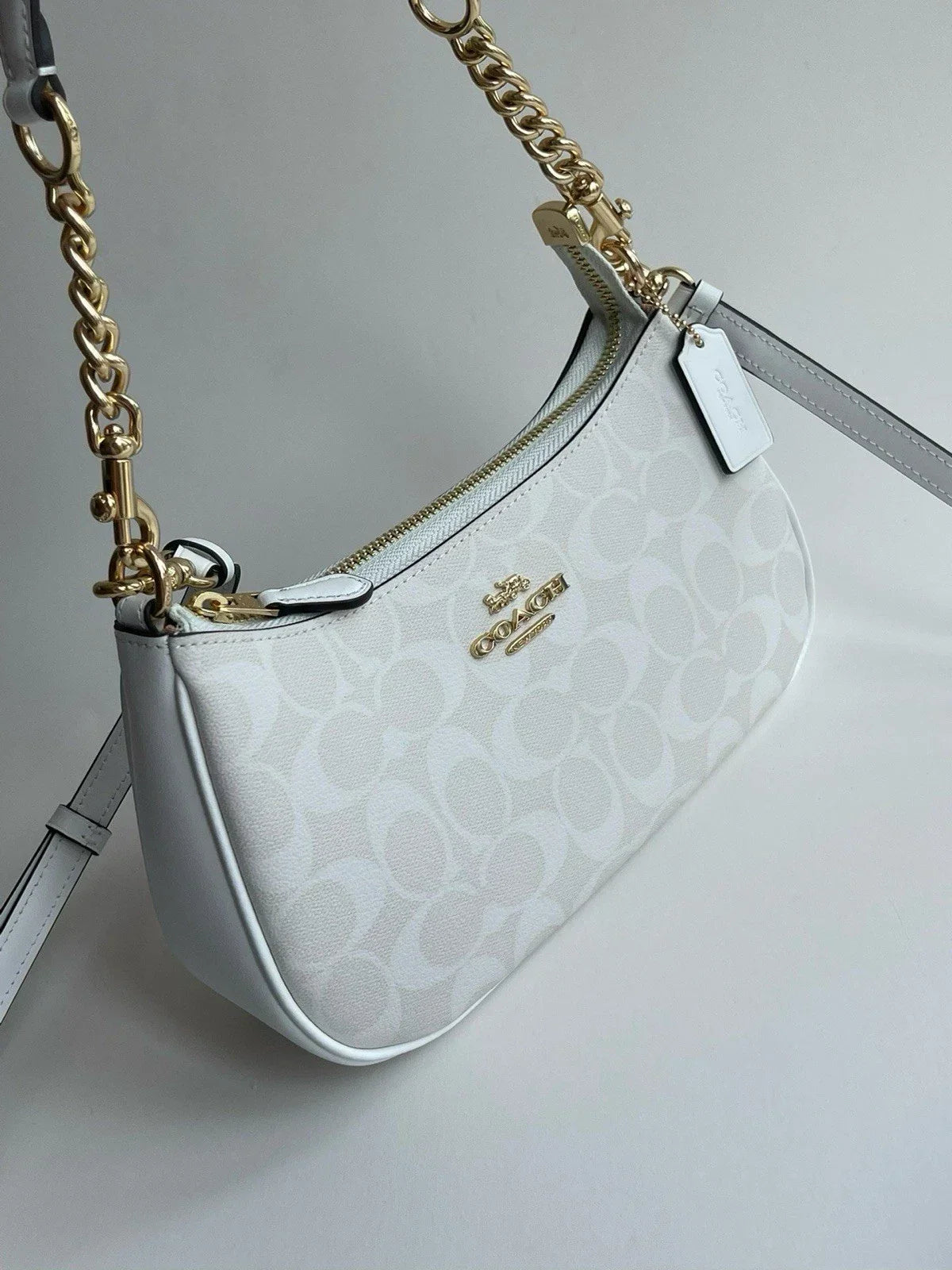 COACH Teri 2Way Shoulder Bag Signature Coated Canvas White outlet CA548