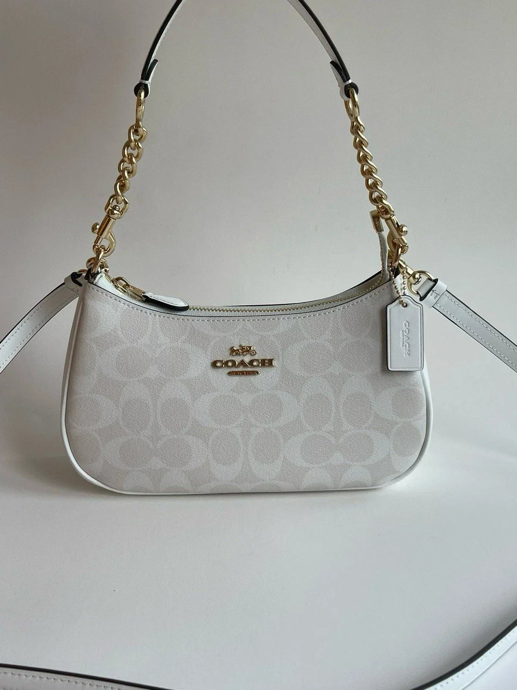 COACH Teri 2Way Shoulder Bag Signature Coated Canvas White outlet CA548
