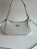 COACH Teri 2Way Shoulder Bag Signature Coated Canvas White outlet CA548