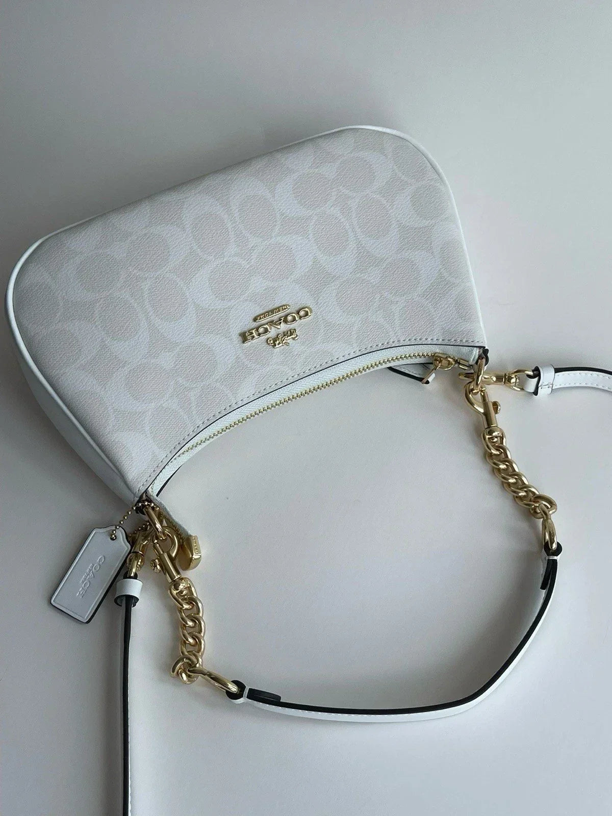 COACH Teri 2Way Shoulder Bag Signature Coated Canvas White outlet CA548