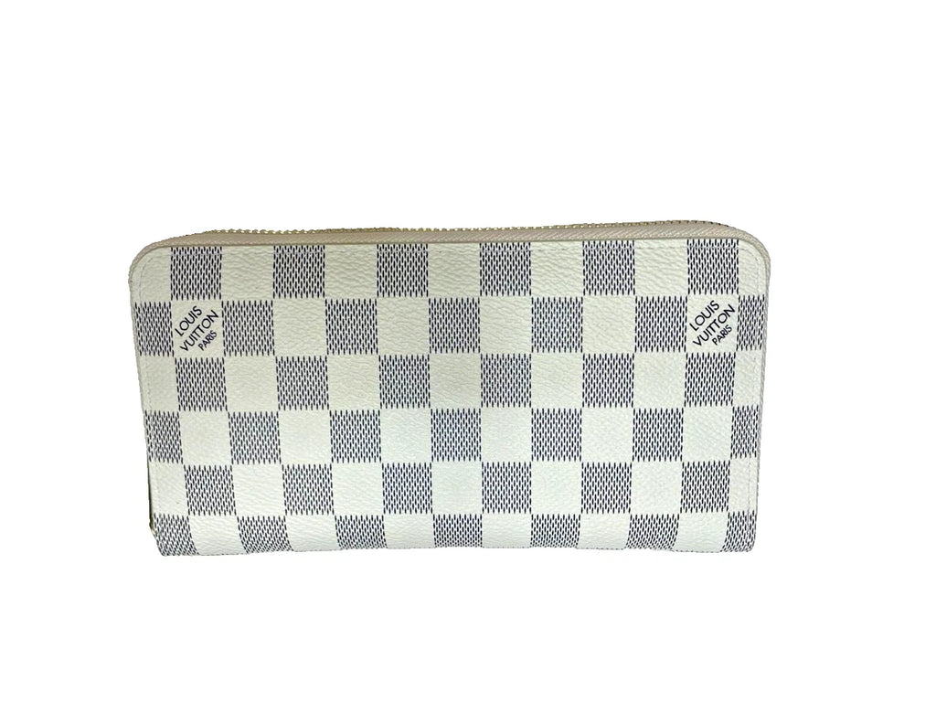 Louis Vuitton Damier Azur Zippy Zip Around Long Wallet Purse White