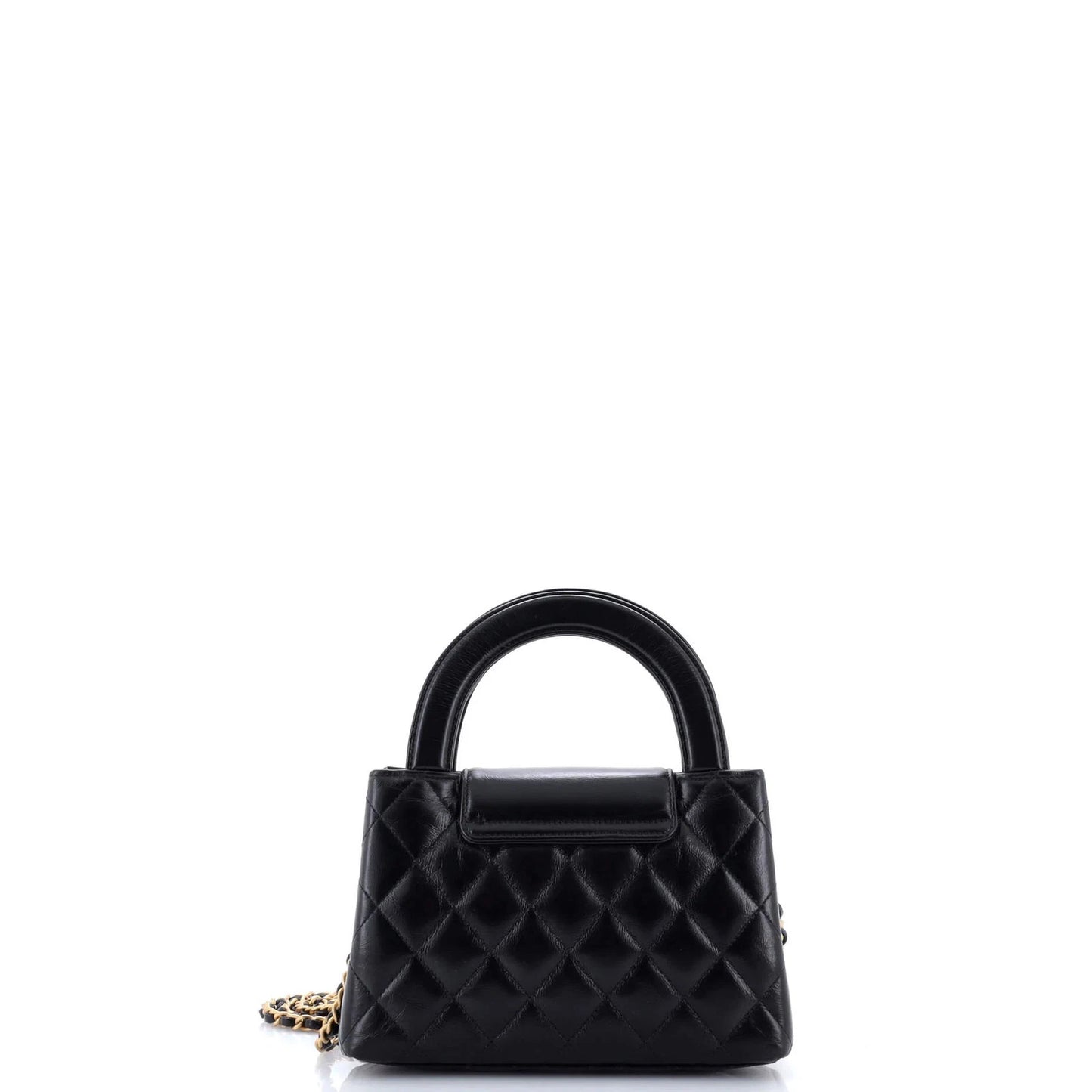 Chanel Kelly Top Handle Shopping Bag Quilted Shiny Aged Calfskin Mini