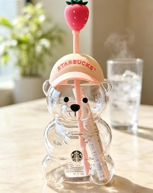 New 2026 Starbucks Bearista Bear Cup Tumblers Strawberry Topper Baseball Cap