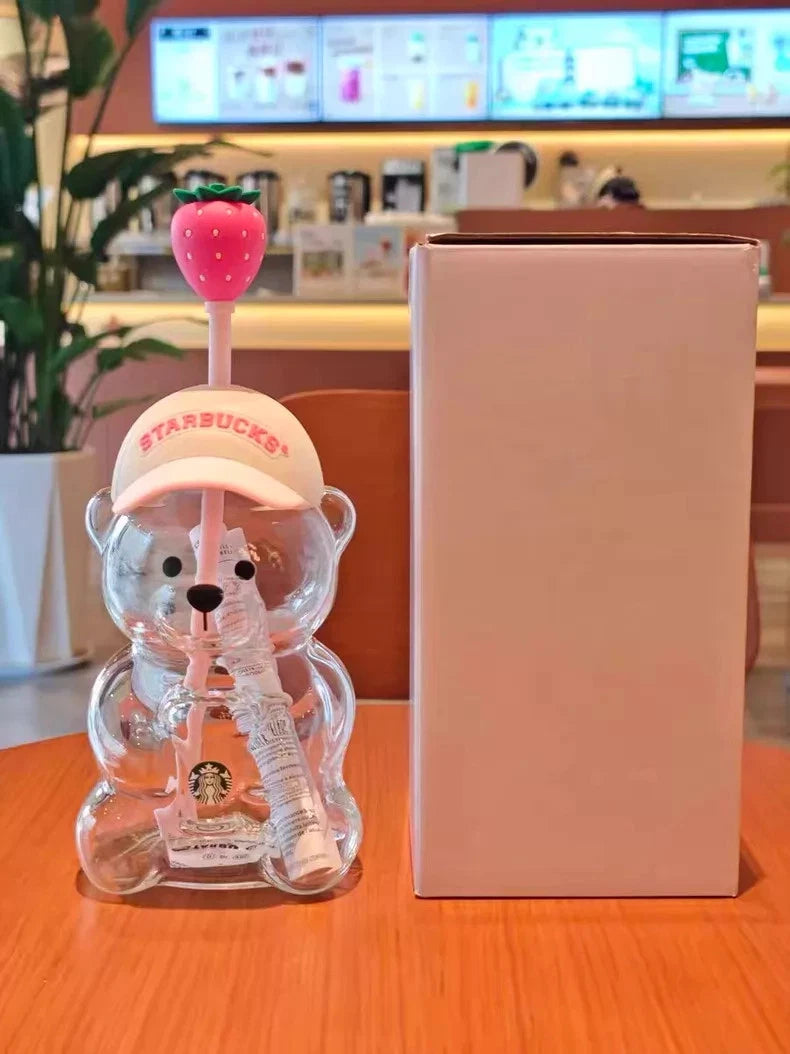 New 2026 Starbucks Bearista Bear Cup Tumblers Strawberry Topper Baseball Cap