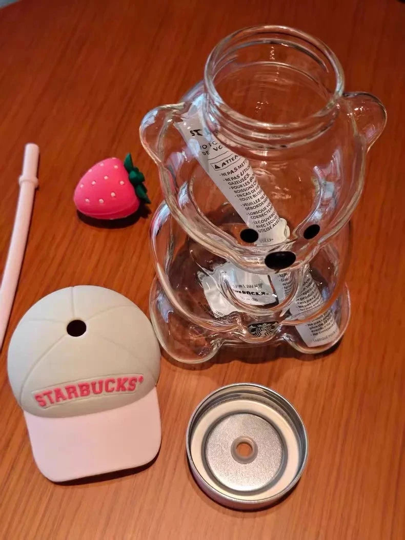 New 2026 Starbucks Bearista Bear Cup Tumblers Strawberry Topper Baseball Cap