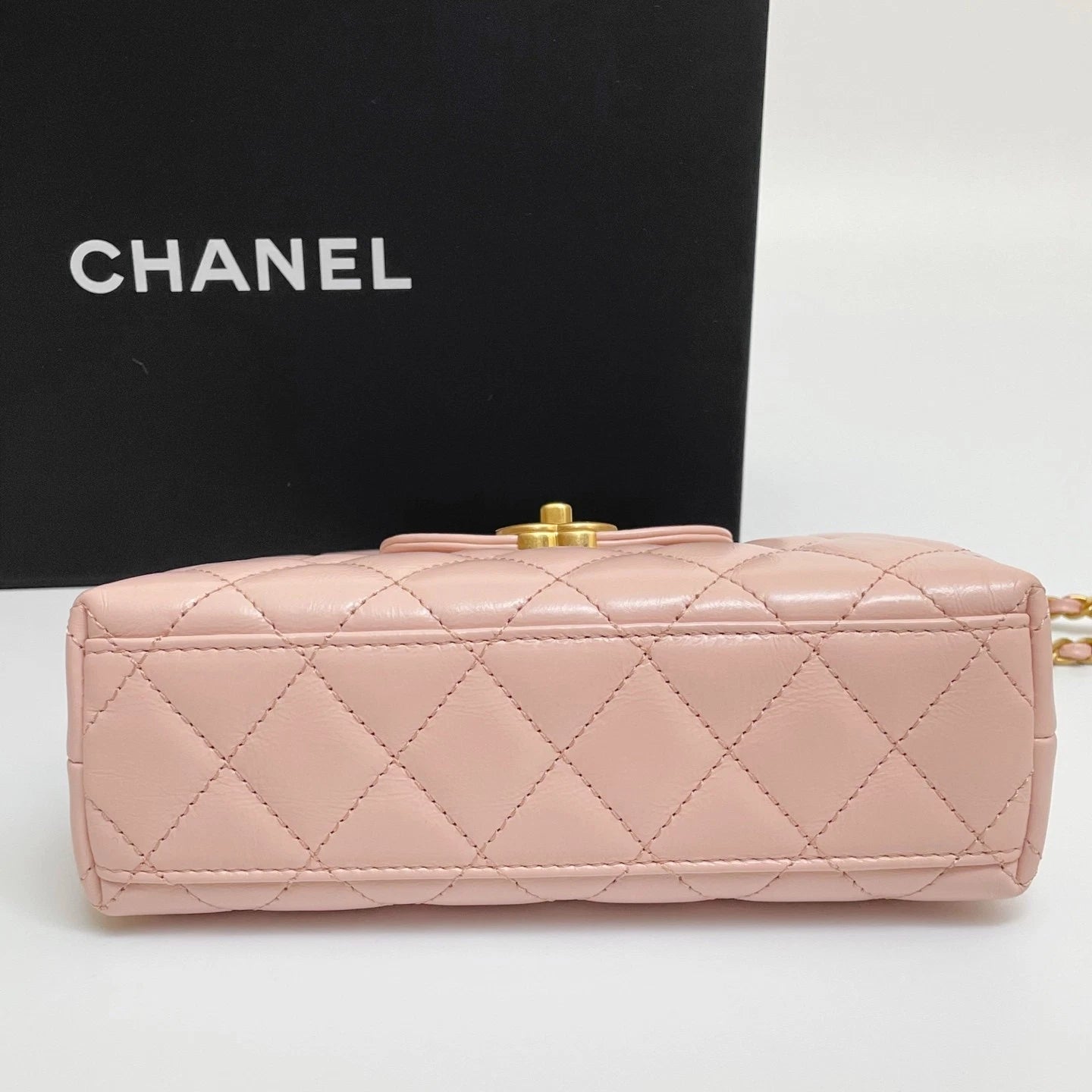 CHANEL Kelly Mini Shopping Pink Shiny Calfskin Quilted Handbag Crossbody Bag 23K