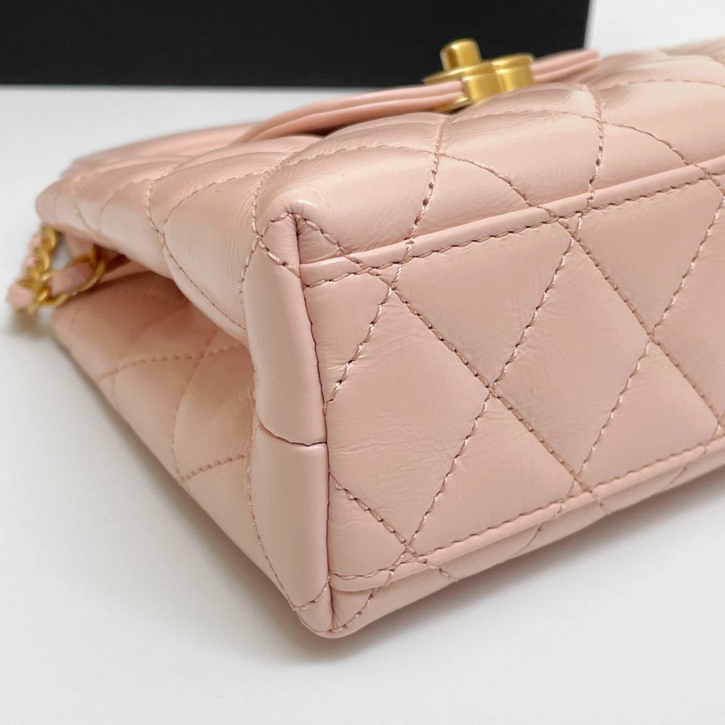 CHANEL Kelly Mini Shopping Pink Shiny Calfskin Quilted Handbag Crossbody Bag 23K