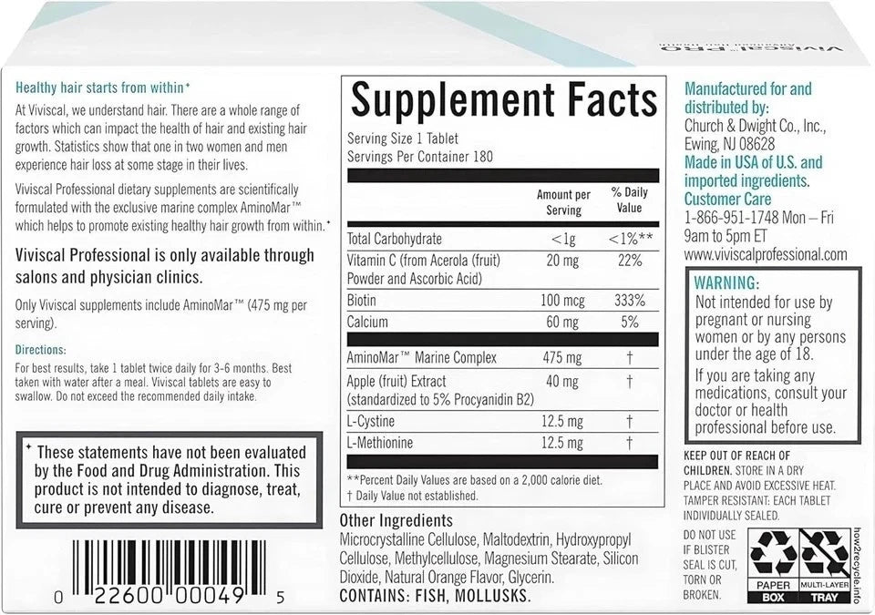 Viviscal PRO Advance Hair Growth Supplement 180 Tablets