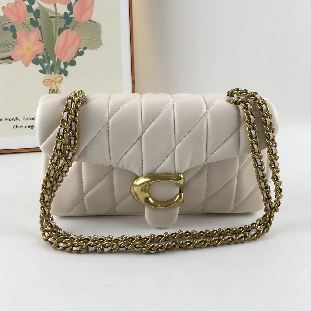 COACH Tabby 26 Quilted Shoulder Leather White/Gold CP150 outlet New JPN