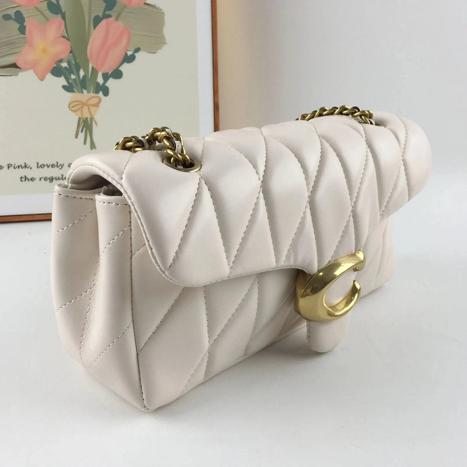 COACH Tabby 26 Quilted Shoulder Leather White/Gold CP150 outlet New JPN