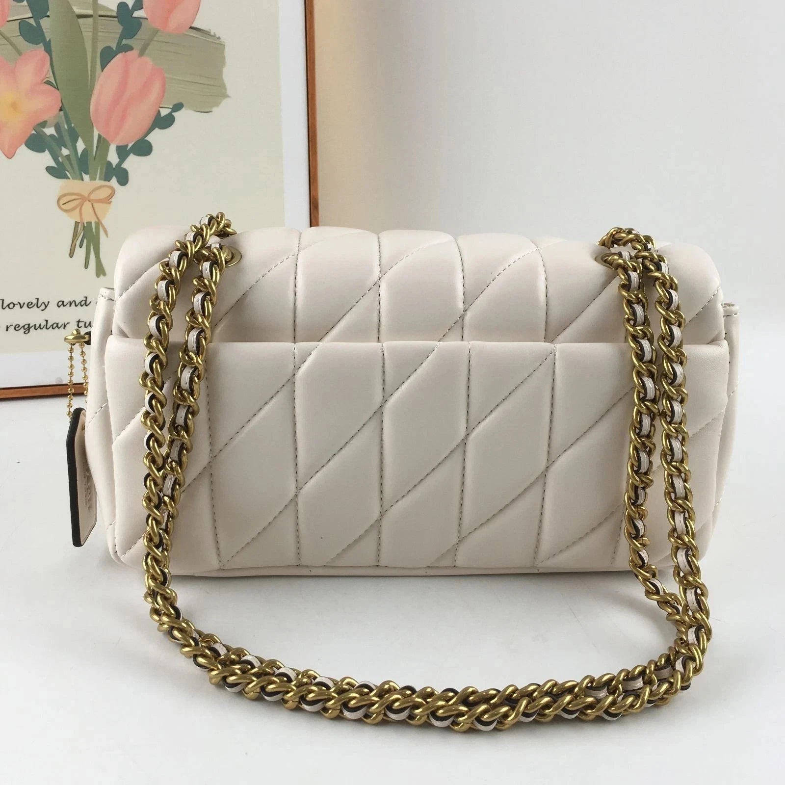 COACH Tabby 26 Quilted Shoulder Leather White/Gold CP150 outlet New JPN