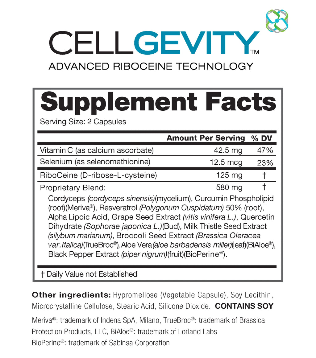 Cellgevity, Riboceine Technology, 120 Capsules, 30-Day Supply,