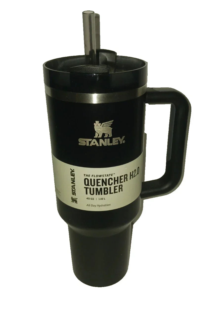 Stanley Flowstate Tumbler 40oz Black w/ Silver Tone Trim Quencher H2.0