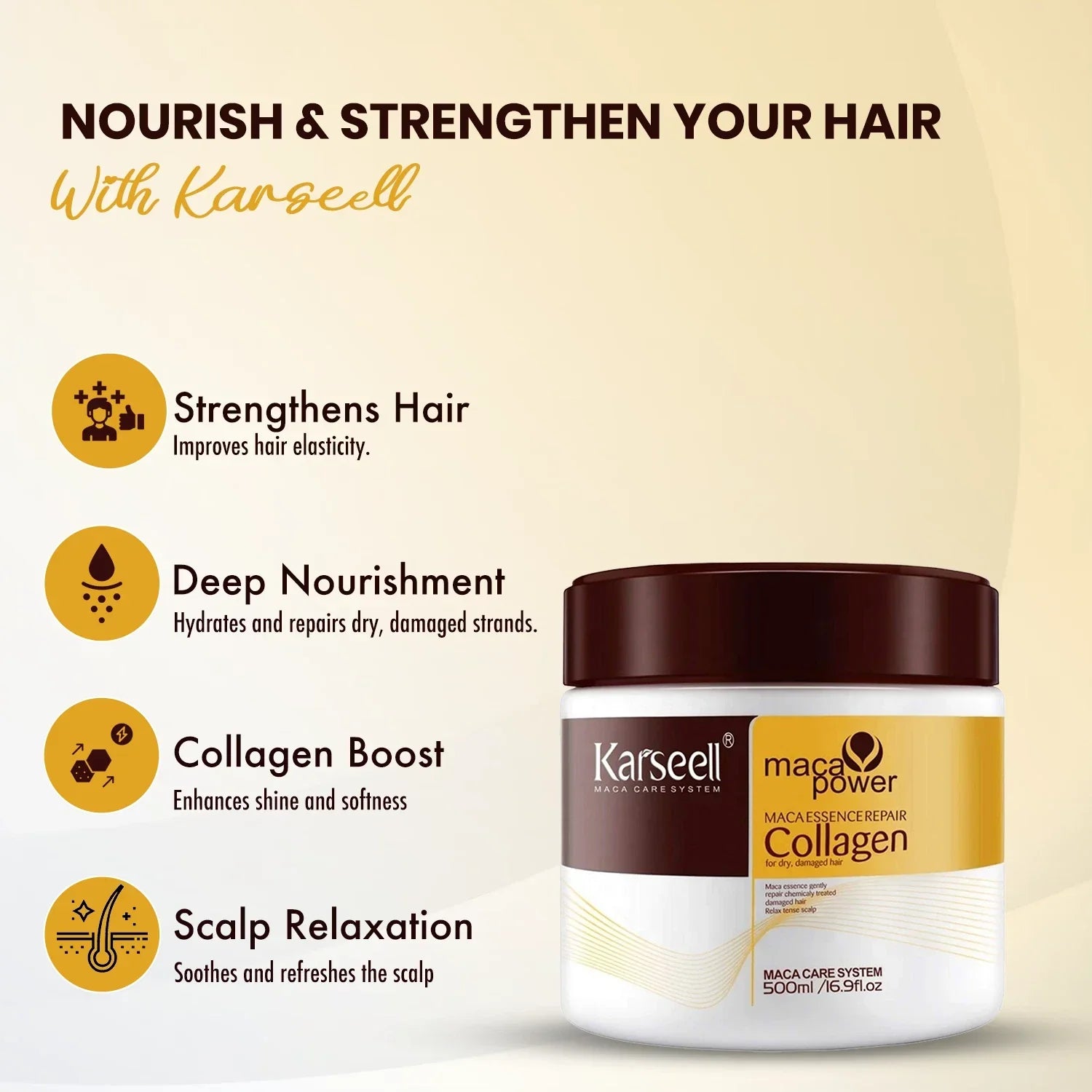 Karseell Maca Care System Hair Mask Dry Damaged Collagen 500ml/16.9oz